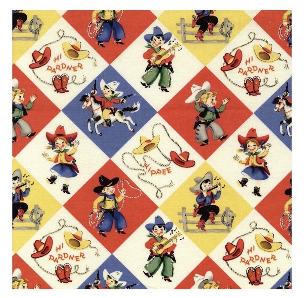 Yippie Cowboy / Girls Retro Rodeo Fabric By Michael Miller- CX1486- BTY Western