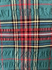 Vintage Seersucker Christmas Plaid Tartan Holiday Fabric 58″ x 3 yds