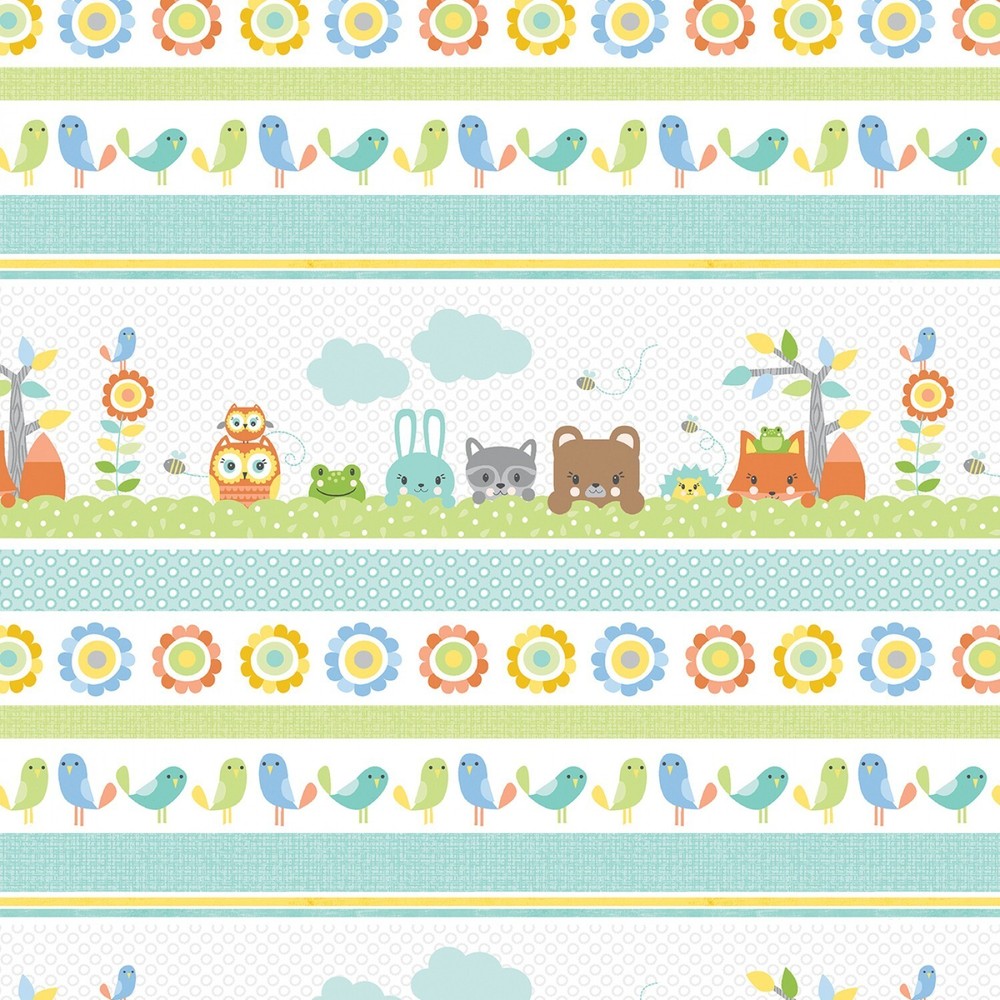 Playhouse Pals Border Stripe Kanvas From Benartex 44″ Wide BTY