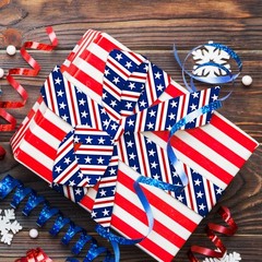 8 Pcs Patriotic Fabric Squares Cotton Bundles Red, Blue, White