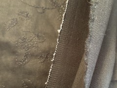 Dark Green Fabric Herringbone Weave; SameTone Embroidered Leaf Vine (3 Yds X45”)