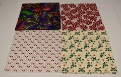 286 – Fabric Squares 5″ & 2.5″ charm lot rotary cut Christmas poinsettia angels
