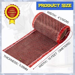 9.84ft x 4in Red Carbon Fiber Twill Weave: Industrial Strength for Multiple Uses