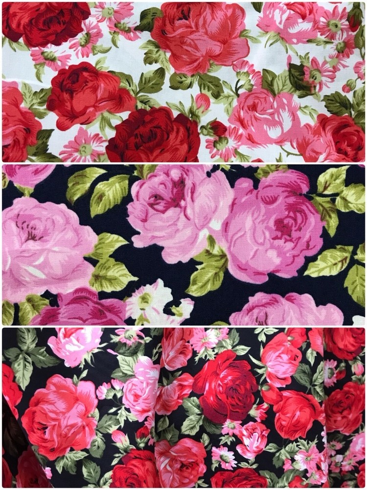 44″ Sweet Rose Floral Printed Cotton Fabric Dress Decor Craft Drape Sewing BTY