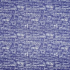 Christmas Fabric – Snow Family Words Gray Blue – Paintbrush Studio YARD