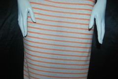 Linen Cotton Rayon Knit Jersey fabric 3/16″ Orange 1/2″ Natural Oatmeal Stripes