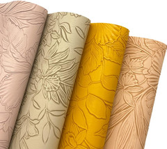Flower Leaf Embossed Faux Leather Sheets, 9 Pcs 8″X12″ (20Cm X 30Cm) Flower Bump