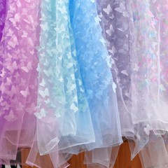 3D Butterfly Mesh Tulle Cloth Gradient Organza Wedding Party Skirt Sewing Fabric