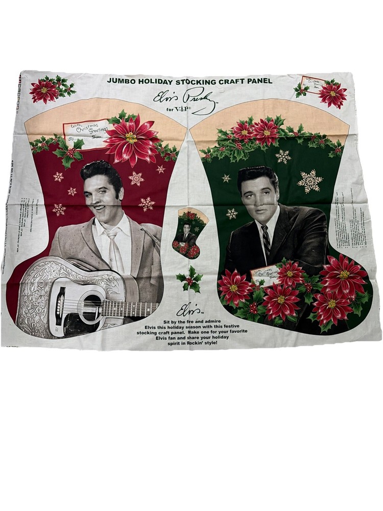 Cranston Fabric Elvis Presley Jumbo Christmas Holiday Stocking Craft Panel