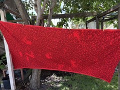 Vintage Wool/Wool Blend Fabric 3 Yards, 60″W Red Print