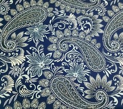 Toki in Mediterranean BTY Covington 100% Cotton Slub 54″ Navy Floral Paisley
