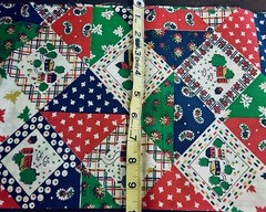 VTG CHEATER QUILT Novelty Ditsy Patchwork with Houses & Farms 26″x9″ Remnant