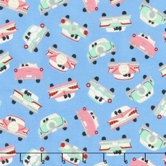 Going Steady Fabric – Mid-Century Dating Car Toss Blue – Windham YARD