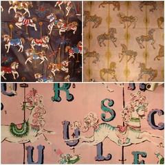 VIP Cranston Carousel Horse & Florals Cotton Fabric by the Half Yard (18″x44″)