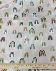 Colorful Rainbows Pink Cotton Fabric BTHalfY #67