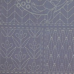 Patchwork Quilting Sewing Fabric Sashiko Botanical Navy Panel 50x110cm