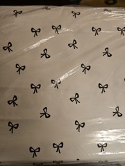 BOLT 8 YARDS MINI BLACK BOWS ON WHITE FLANNEL FABRIC SEWING QUILT RAG NURSERY