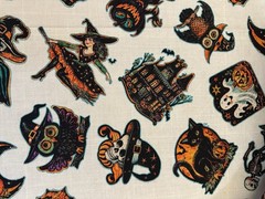 HAPPY HAUNTING QUILTING TREASURES RETRO HALLOWEEN FABRIC HALF YARD