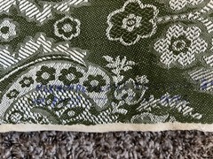 VTG Olive Green Silver Grey Woven Jacquard Damask Drapery Or Upholstery Fabric