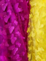 “Fuchsia 3D Lace Embroidered Bridal Fabric with Butterfly Design – 58” Wide, So