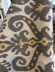New Ikat Upholstery Fabric 6.58 Yards 54” Wide Gray Cream Gold Heavyweight