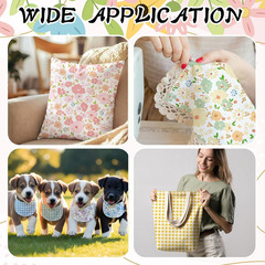 10 Pcs Floral Gingham Quilting Fabric Bundles 20 X 20 Inch Colorful Flower Fat Q