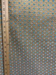TURQUOISE BLUE GOLD DIAMOND CHENILLE UPHOLSTERY BROCADE FABRIC (56 in.) Sold BTY