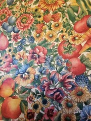 Concord Fabric The Kesslers HTF Fruit & Flowers VTG Cotton Fabric 2.75 Yrds X 46