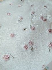 2.3 yds (56”w) flower embroidered white cozy sherpa fleece fabric 260217 Azz