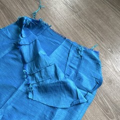 Mid-Century Handwoven Thai Silk Skirt 100% HandSpun Turquoise Rare Artisan Piece