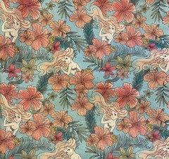 NEW Disney Ariel Princess Fabric Little Mermaid Floral sold by 1/2 yard 18”x45”