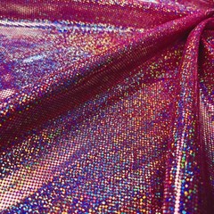 Hologram Metallic Coral background Foil Stretch Spandex by the Yard for Swimwear
