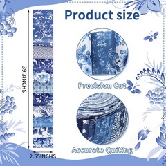 40 Pcs Blue and White Floral Christmas Quilting Fabric Roll 2.56 Inch Precut …