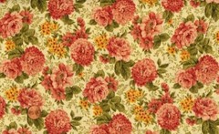 CLEARANCE – ‘MAYFAIR’ TOSSED FLORALS ON ECRU QUILT FABRIC – QUILTING TREASURES