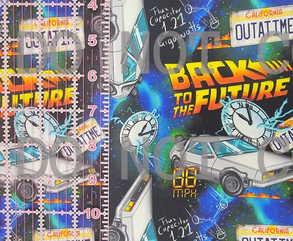 Custom 100% Cotton Woven Fabric Back To The Future Outatime By The 1/4 Yard