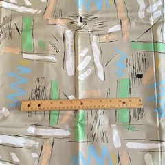BTY 1980s Abstract Fabric Pastel Taupe Cotton Cranston Print Works