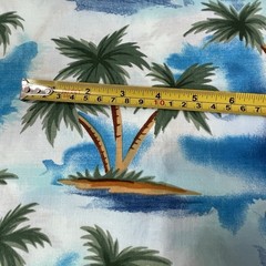 Palm Trees on Island Cotton Fabric Vintage 1 yard 16 inches