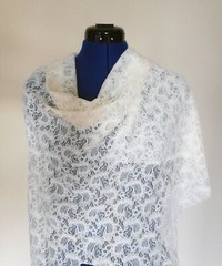 Lace Nylon Corded Paisley Shape Design Off-White Soft Drape One Piece Odd Size