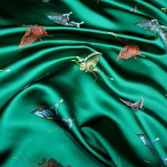 1M Satin Silky Fabric Jasper Cloth Butterfly Pattern Brocade for Cheongsam Dress