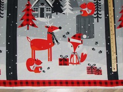 Noel Forest Fox Owl Cardinal Deer Christmas by Kanvas Fabric Panel 23″ #8985