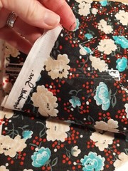 1.5 YDS Vintage Poly Fabric by Loomskill Inc BLUE BEIGE BLACK RED FLORAL Print