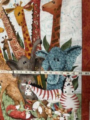 Quilt Fabric Panel Wild Things Zebra Giraffe Fox Elephant Jungle Animal Noah Ark
