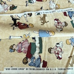 Kids Under Cover Cream Children Playing Walking Pets Thimbleberries BTY