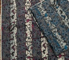Vtg 70s 80s Batik Print Poly Blend Teal Black Grey Fushia Pink 1 7/8 Yds Total