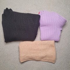 3pc CASHMERE Sweaters Tops Lot Crafts Cutter Flaws Holes Upcycle Fabric DIY