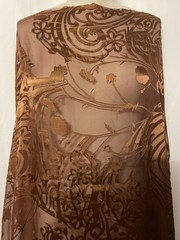 100% Burnout Silk Satin Rich Copper Bronze French Georgette Fabric 2yds 52″ Wide
