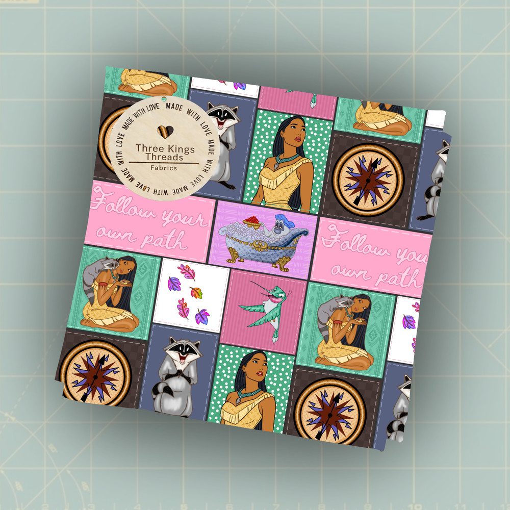 Disney Pocahontas Patchwork Own Path DBP 1 Yard Fabric Seamless Design 59×36