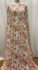 Hand Brushed Orange Paint Guipure Venice Lace Fabric 4.25 Yards Long 50″ Wide