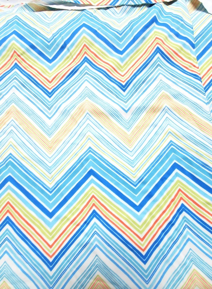 White Aqua orange Lime green Chevron Piece of Swim Fabric 1.5 yds X 82″w