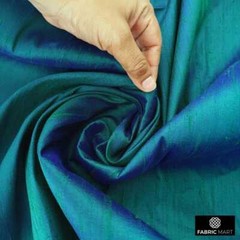 Peacock 100% Pure Silk Fabric By The Yard, 41 inches width Blue Silk Fabric